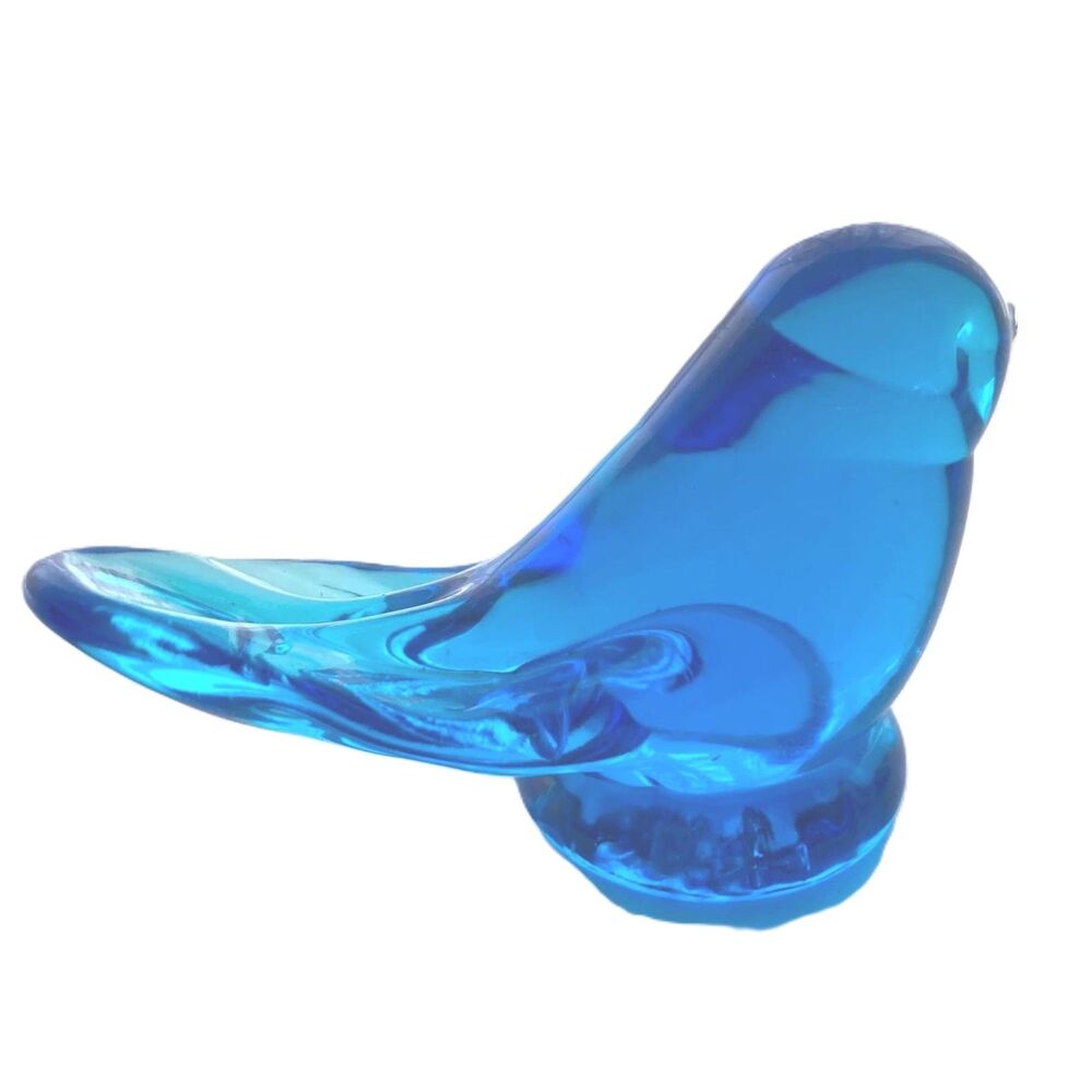 LEO WARD Signed Bluebird of Happiness Figurine 1990 Terra Studios Art Glass Bird